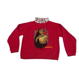 Vintage Disney Pocahontas Sweatshirt Kids Large 6X Red Mock Neck 90s Pullover